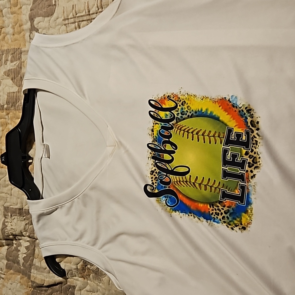 Whie softball life tank